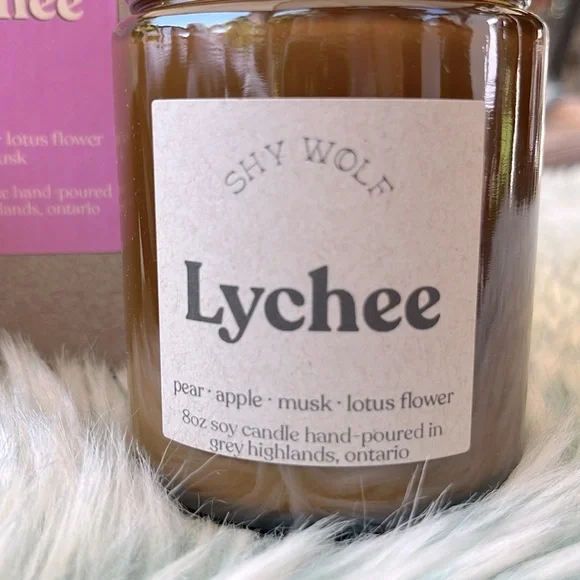 NWOT 🇨🇦 Shy Wolf candles, Lychee Scented Soy Candle - Picture 2 of 6
